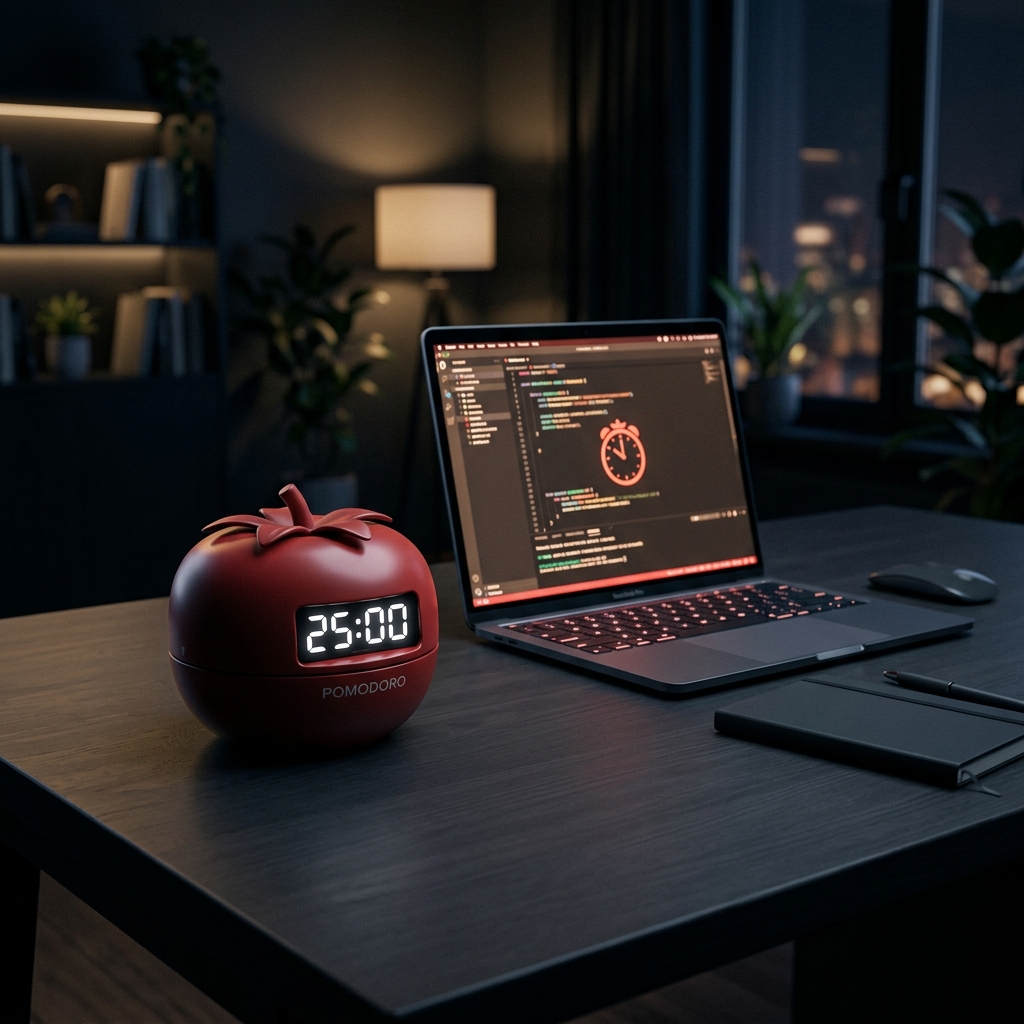 Professional Pomodoro Timer Illustration for Deep Work